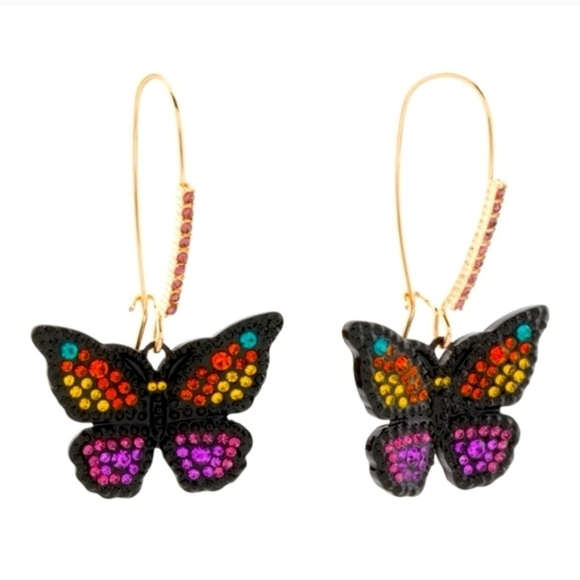 🖤🔹️ Betsey Johnson🔹️ Butterfly Hook dangle earrings ✨️ 🦋 - Picture 4 of 5